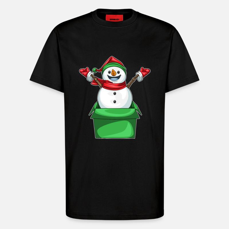 Snowman Christmas Crate - T-Shirt - made by SPREAD - SOLID BLACK