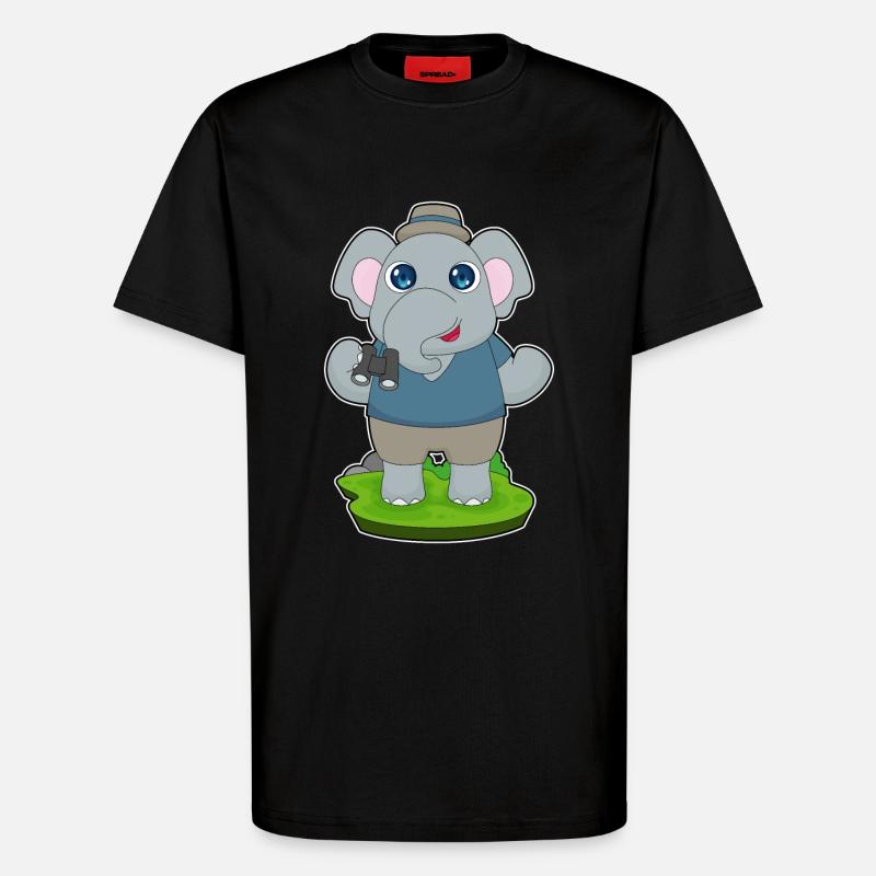 Elephant Binoculars - T-Shirt - made by SPREAD - SOLID BLACK