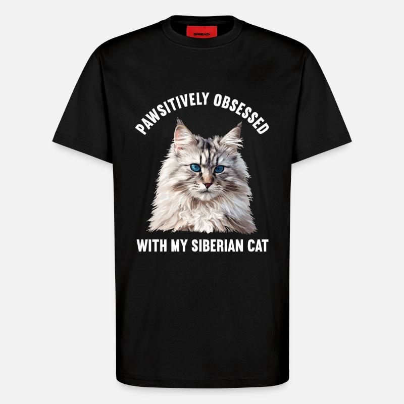 Chat Sibérien Sibirische Katze - T-shirt bio décontracté fabriqué en UE - SOLID BLACK