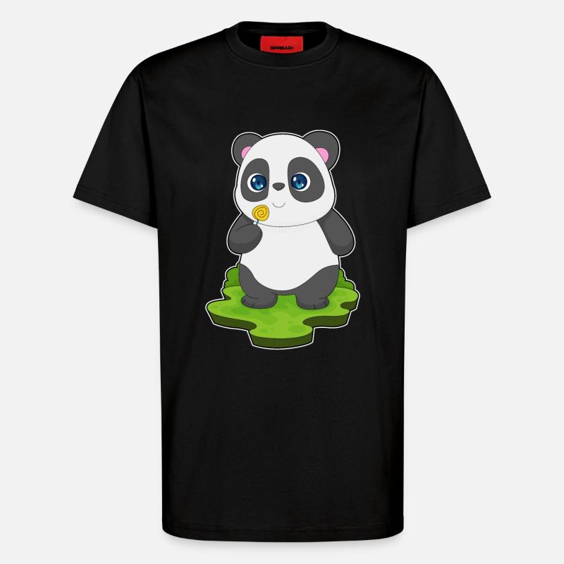 Sucette panda - T-shirt bio décontracté fabriqué en UE - SOLID BLACK