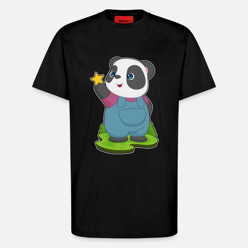 Étoile Panda - T-shirt bio décontracté fabriqué en UE - SOLID BLACK