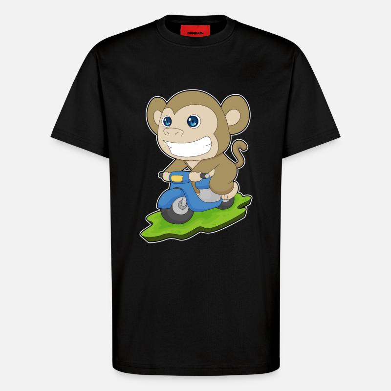 Monkey Scooter - T-Shirt - made by SPREAD - SOLID BLACK