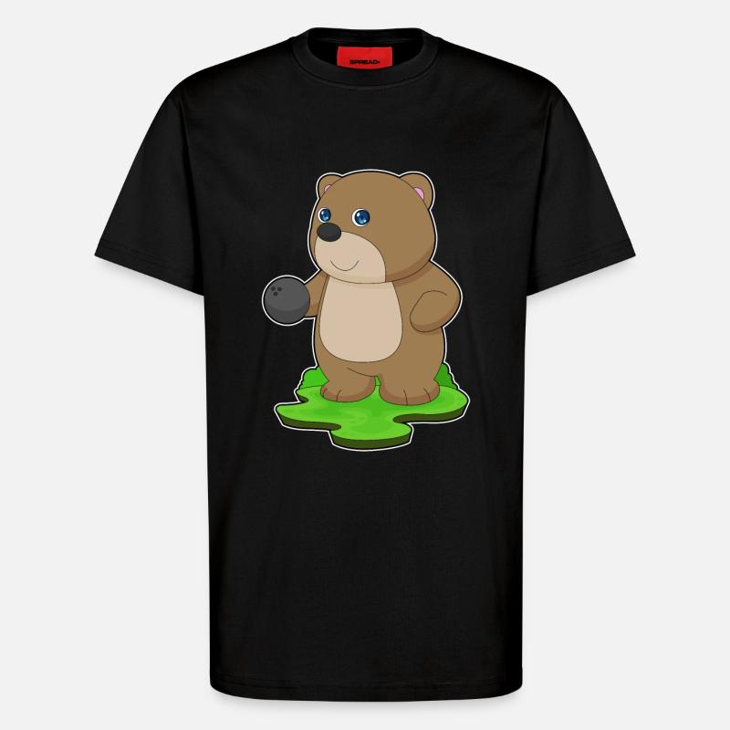 Bear Bowling Bowling Ball - T-Shirt - made by SPREAD - SOLID BLACK