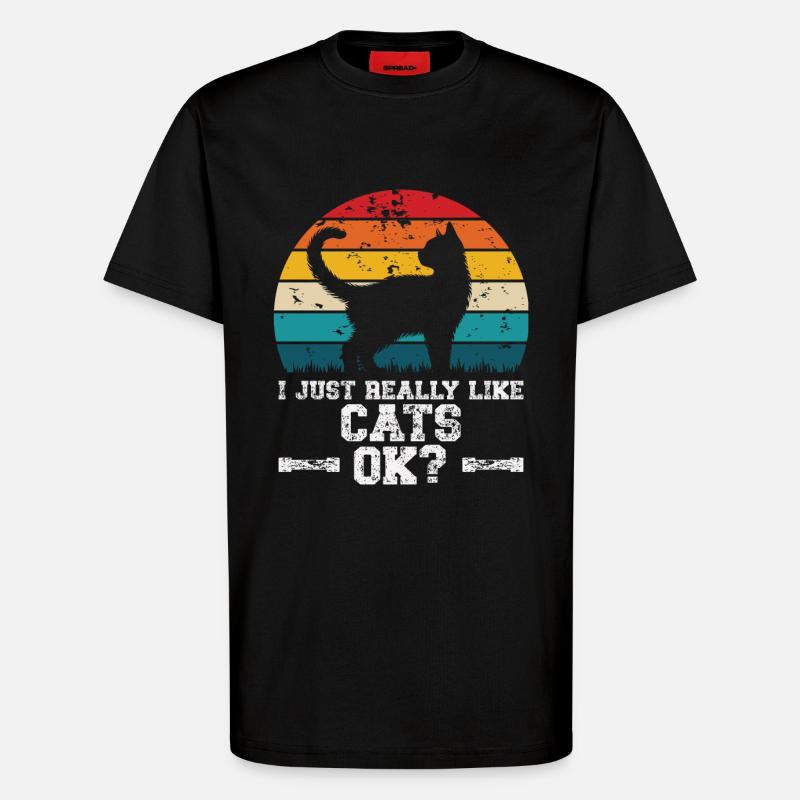 I really like cats - T-Shirt - made by SPREAD - SOLID BLACK