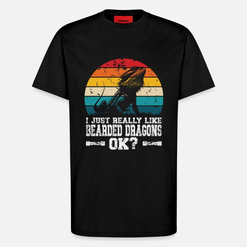 I like bearded dragons - T-Shirt - made by SPREAD - SOLID BLACK