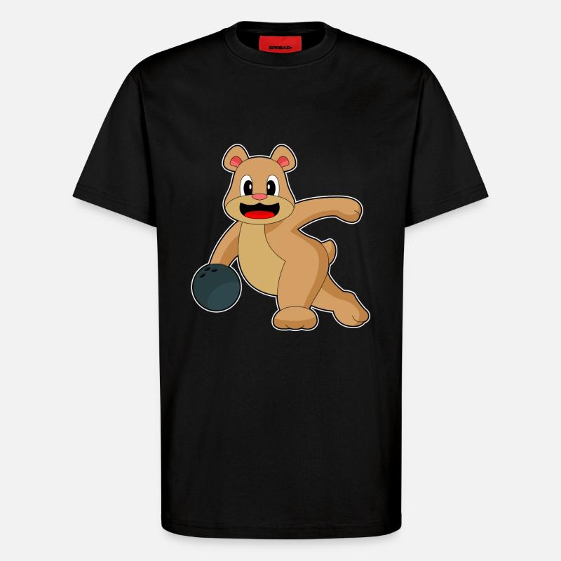 Bear Bowling Bowling Ball - T-Shirt - made by SPREAD - SOLID BLACK