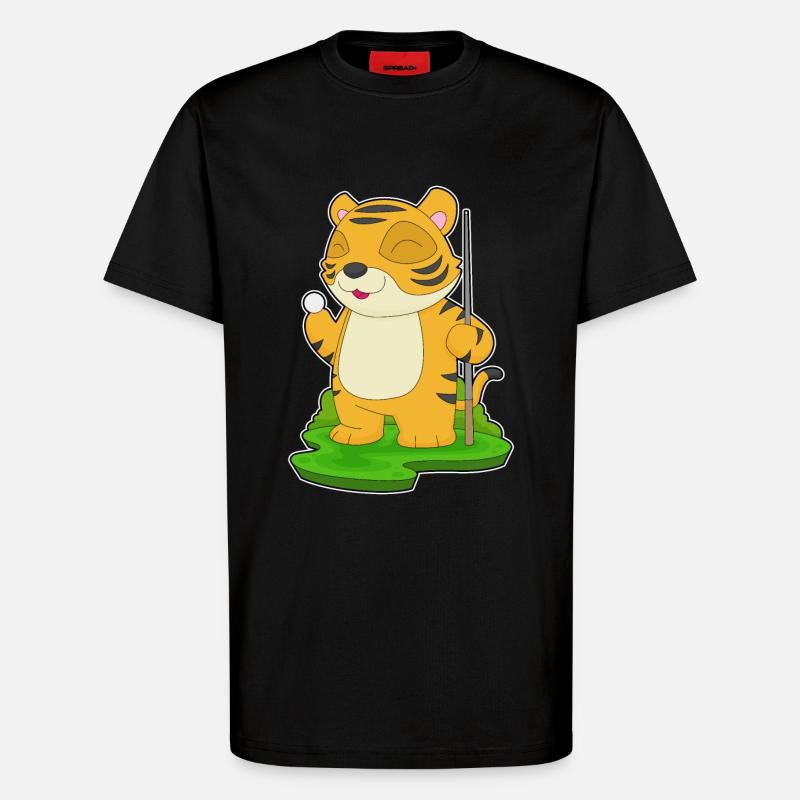 Queue de billard Tiger - T-shirt bio décontracté fabriqué en UE - SOLID BLACK