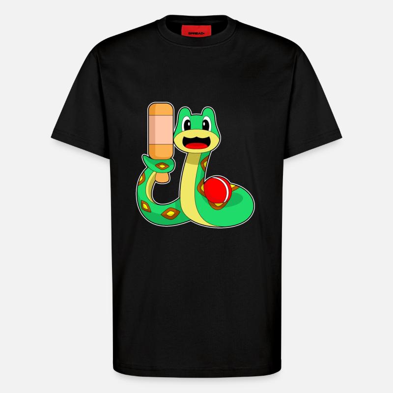 Serpent Cricket Batte de cricket - T-shirt bio décontracté fabriqué en UE - SOLID BLACK
