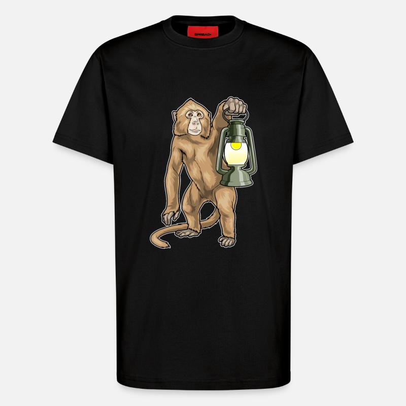 Monkey Lantern - T-Shirt - made by SPREAD - SOLID BLACK
