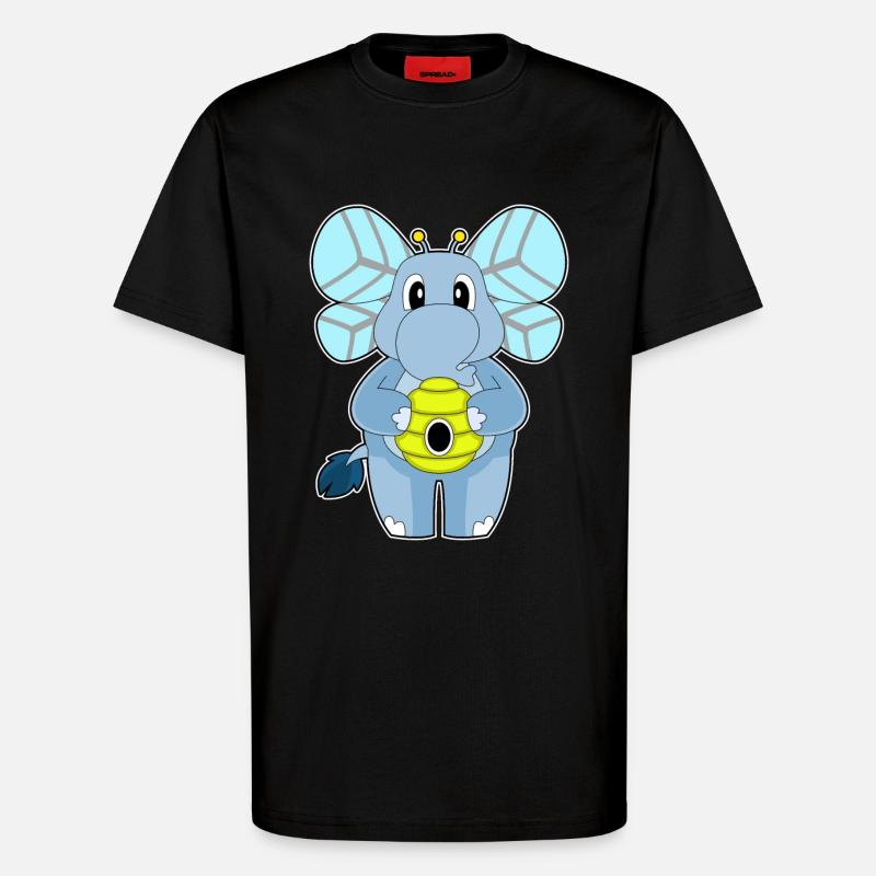 Elephant Bee - T-Shirt - made by SPREAD - SOLID BLACK
