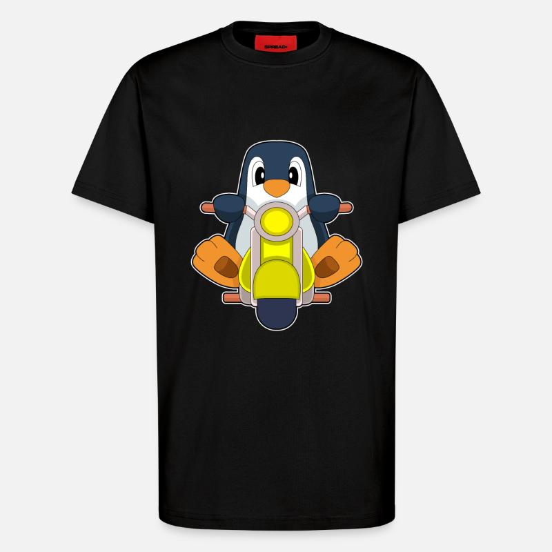 Penguin Motorcycle - T-Shirt - made by SPREAD - SOLID BLACK