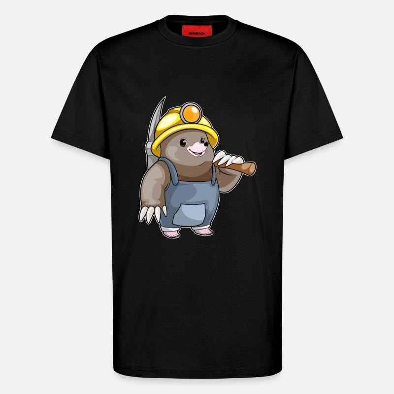 Mole Miner Pickaxe Mining - T-Shirt - made by SPREAD - SOLID BLACK