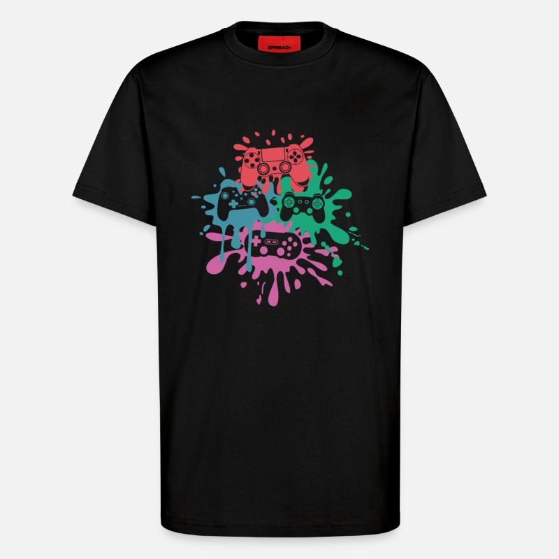 Pixel-Controller – Retro Gaming Design - T-Shirt - made by SPREAD - SOLID BLACK