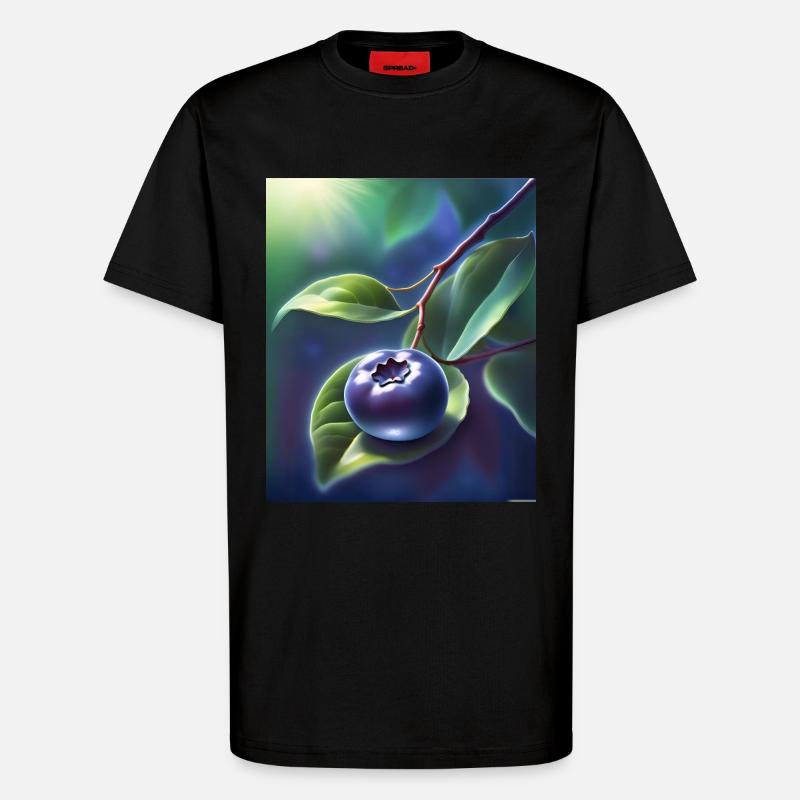 Beautiful blueberry on a leaf - T-Shirt - made by SPREAD - SOLID BLACK