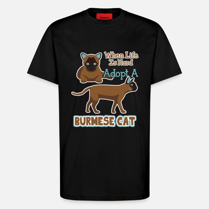 Adopt A Burmese Cat - T-Shirt - made by SPREAD - SOLID BLACK