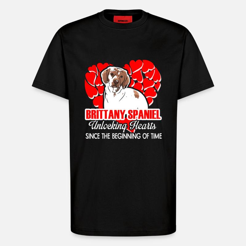 Brittany Spaniel Unlocking Hearts - T-Shirt - made by SPREAD - SOLID BLACK