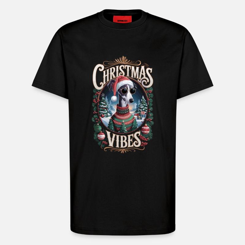 Vibrations de Noël Greyhound - T-shirt bio décontracté fabriqué en UE - SOLID BLACK