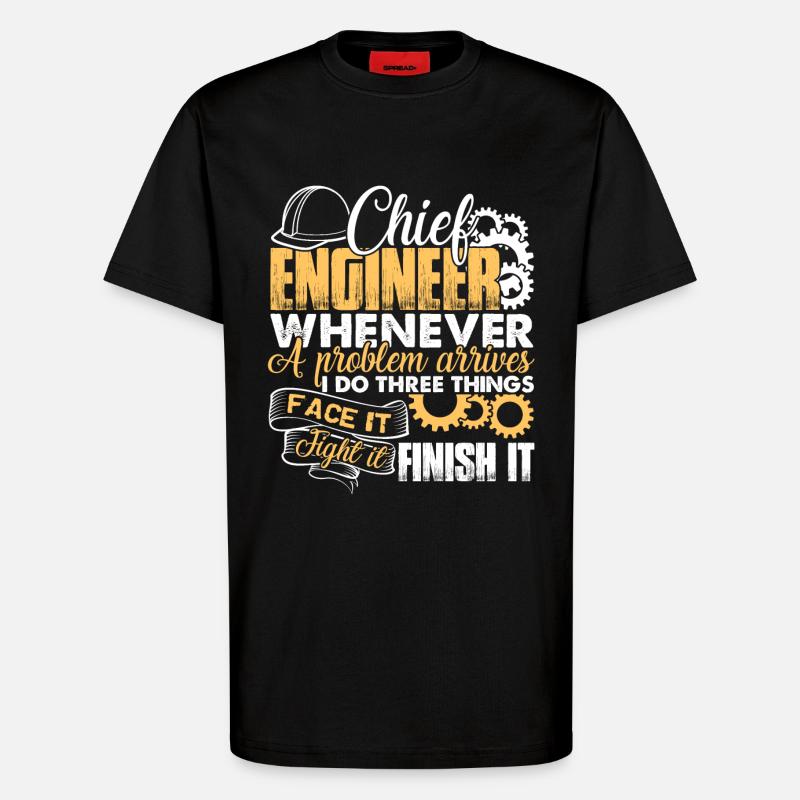 Chief Engineer Solves Problem - T-Shirt - made by SPREAD - SOLID BLACK