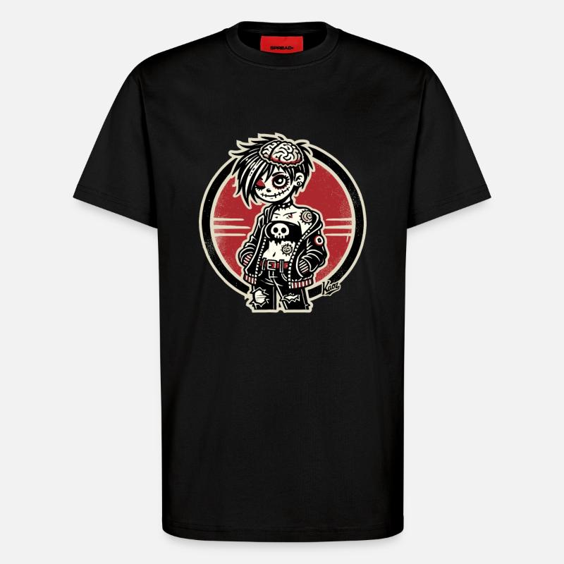 Fille zombie émo cool - T-shirt bio décontracté fabriqué en UE - SOLID BLACK