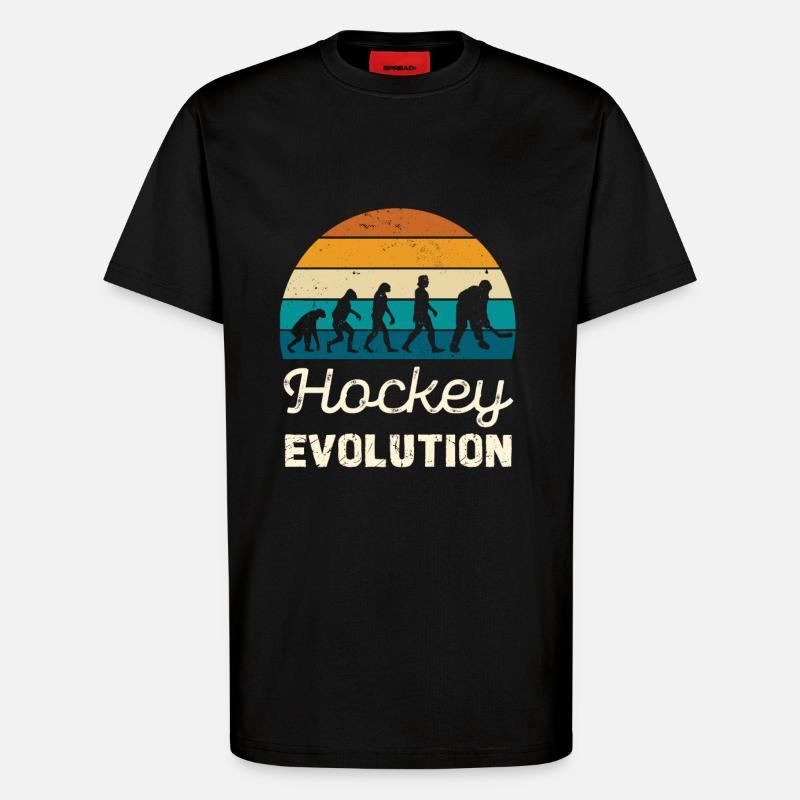 Hockey Evolution Retro Illustration - T-Shirt - made by SPREAD - SOLID BLACK