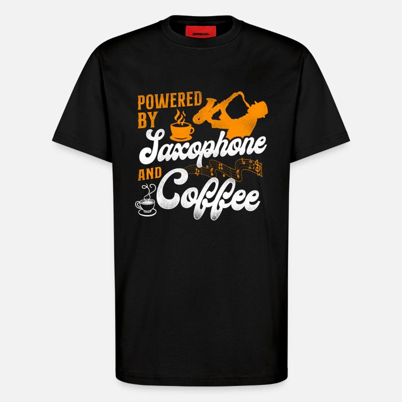 Saxophone Café Propulsé par - T-shirt bio décontracté fabriqué en UE - SOLID BLACK