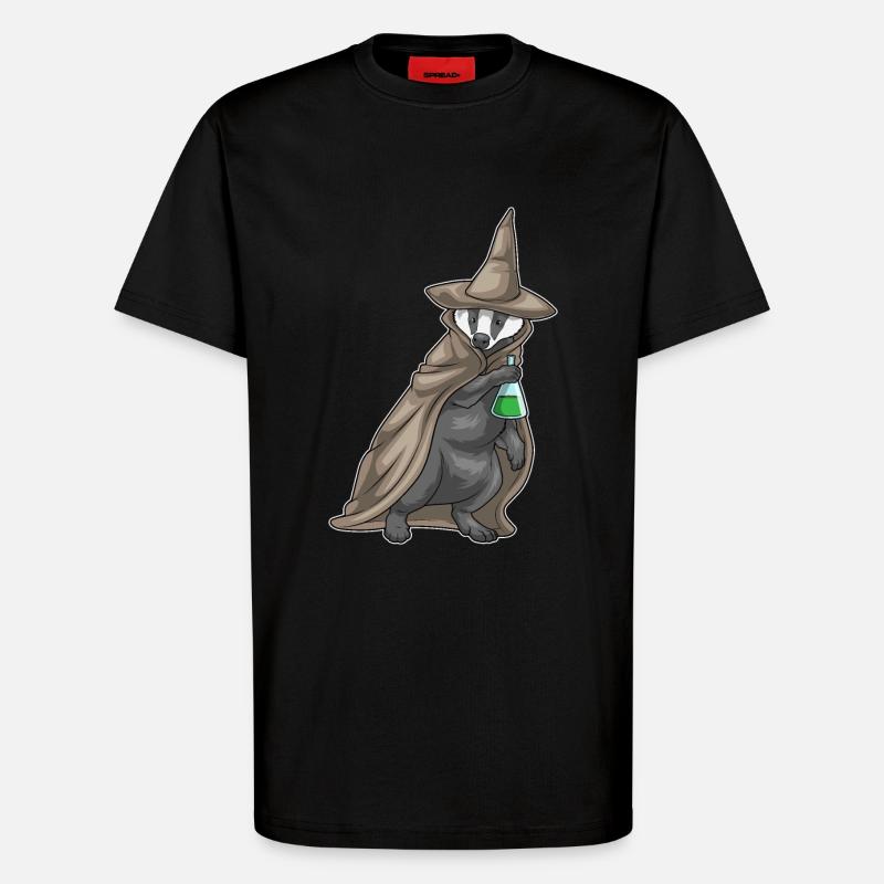 Badger Halloween Witch - T-Shirt - made by SPREAD - SOLID BLACK