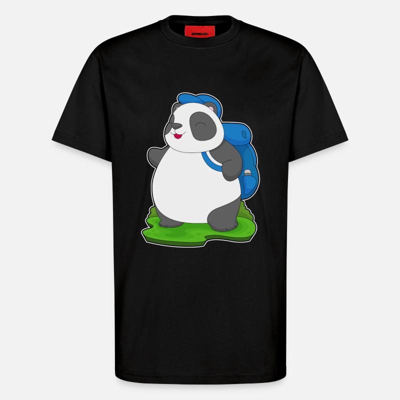 Panda Wanderer Backpack - T-Shirt - made by SPREAD - SOLID BLACK