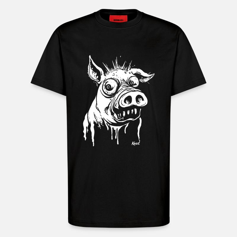 funny horror pig - T-Shirt - made by SPREAD - SOLID BLACK