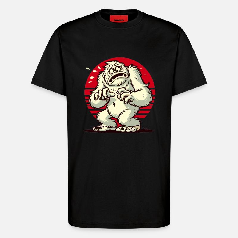 Effrayé drôle Yéti Bigfoot effrayé - T-shirt bio décontracté fabriqué en UE - SOLID BLACK