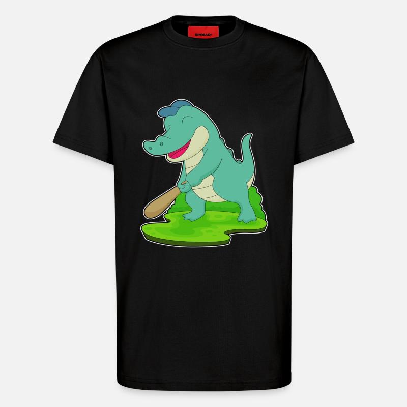 Bâton de baseball Crocodile - T-shirt bio décontracté fabriqué en UE - SOLID BLACK