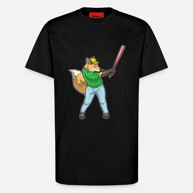 Batte de baseball Fox - T-shirt bio décontracté fabriqué en UE - SOLID BLACK
