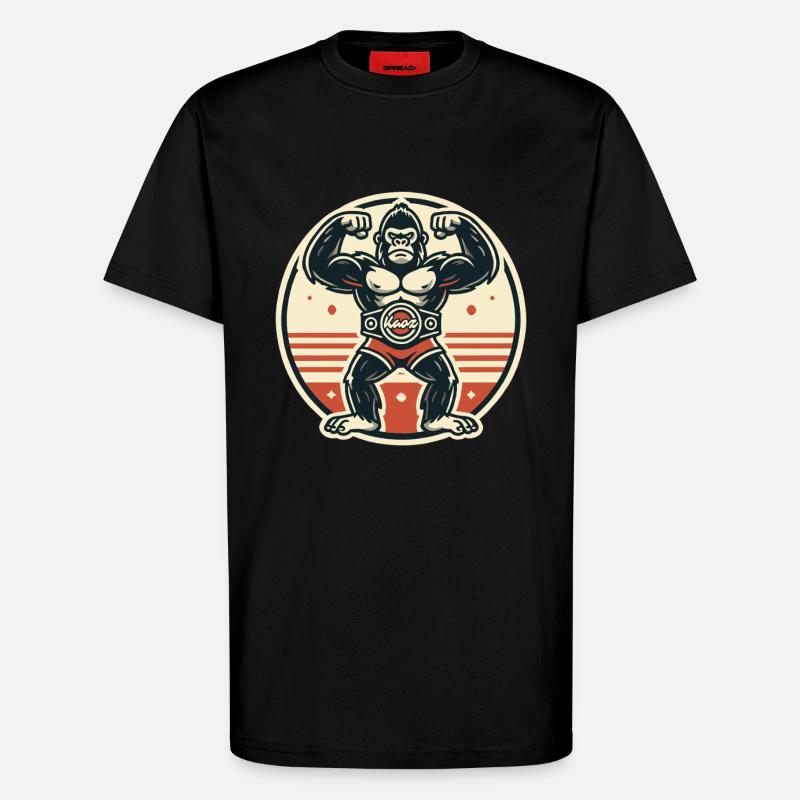 Starker Gorilla mit Champion-Gürtel - T-Shirt - made by SPREAD - SOLID BLACK