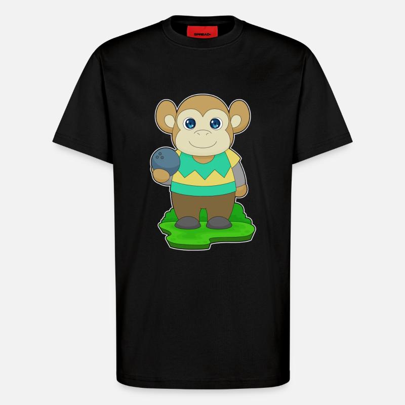 Monkey Bowling Bowling Ball - T-Shirt - made by SPREAD - SOLID BLACK