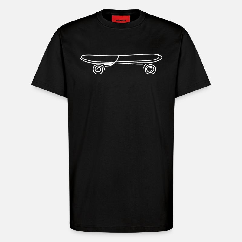 Skateboard Skizze - T-Shirt - made by SPREAD - SOLID BLACK