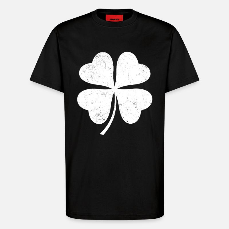 Weißes Kleeblatt - T-Shirt - made by SPREAD - SOLID BLACK