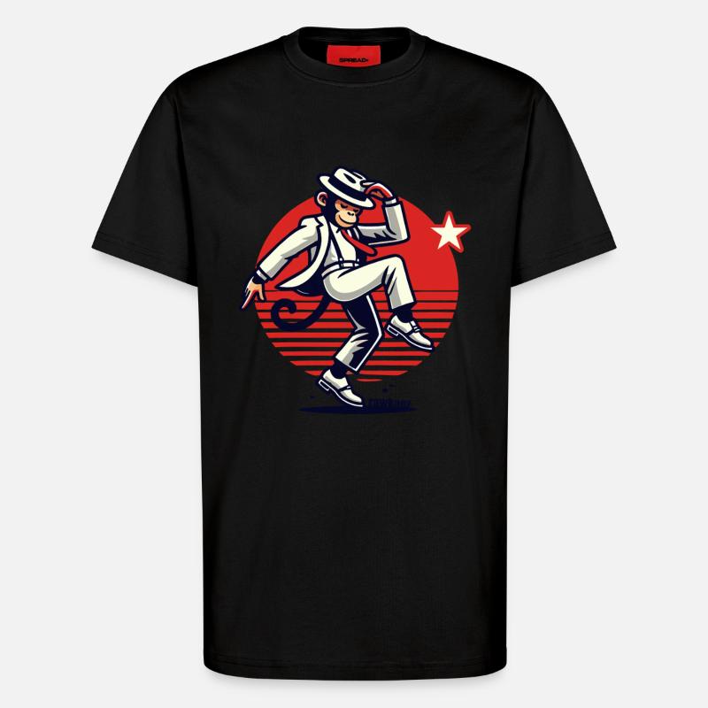 Moonwalk Monkey Singe Danse Singe - T-shirt bio décontracté fabriqué en UE - SOLID BLACK