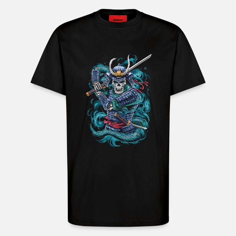 Ghostly Samurai Warrior - T-Shirt - made by SPREAD - SOLID BLACK