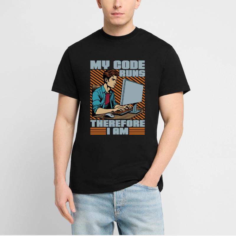 Coder My Code Runs Therefore I Am Web Developer T-Shirt - made by SPREAD