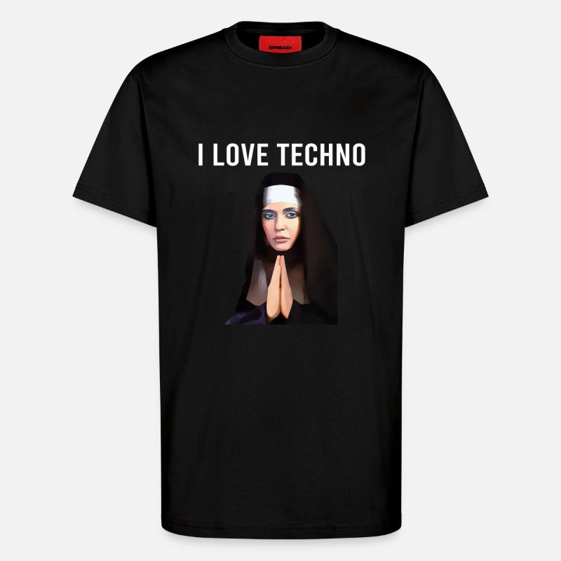 J’adore Techno Nun - T-shirt bio décontracté fabriqué en UE - SOLID BLACK