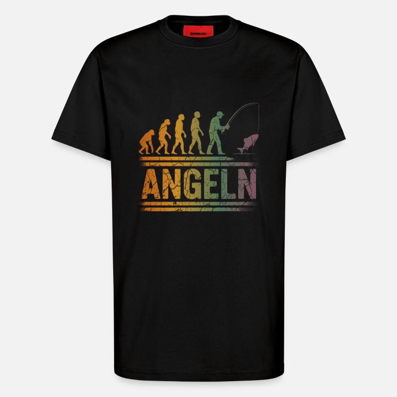 Evolution zum Angler - T-Shirt - made by SPREAD - SOLID BLACK