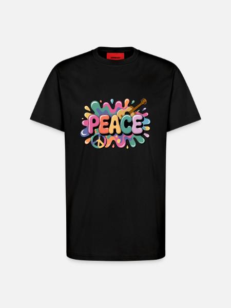 PEACE – Psychedelic - T-Shirt - made by SPREAD - SOLID BLACK