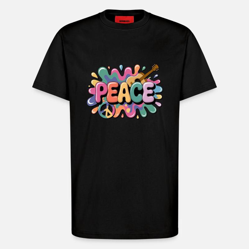 PEACE – Psychedelic - T-Shirt - made by SPREAD - SOLID BLACK