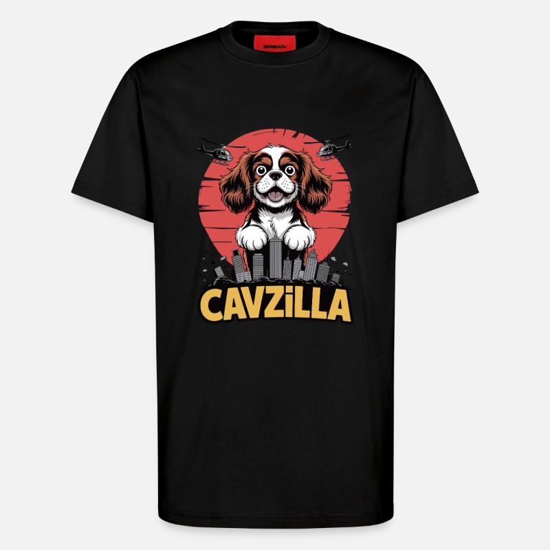 Cavzilla – Flausch mit Weltmacht - T-Shirt - made by SPREAD - SOLID BLACK
