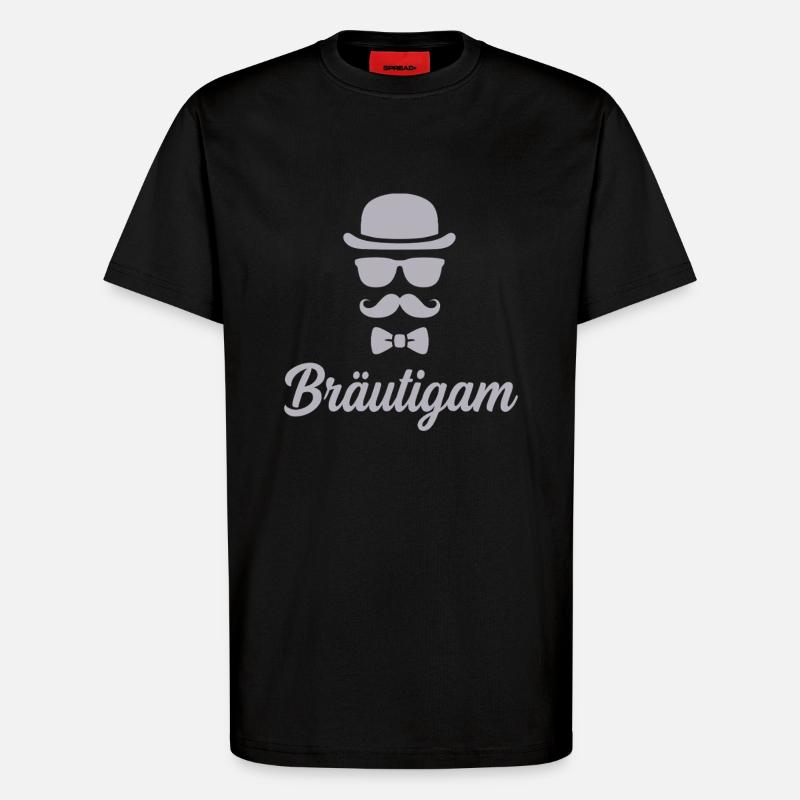 Bräutigam JGA Hut Schnurrbart - T-Shirt - made by SPREAD - SOLID BLACK