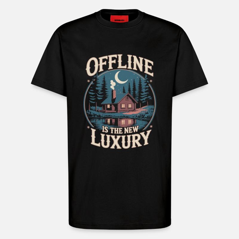Le hors ligne, c’est le luxe - Déclaration de désintoxication numérique - T-shirt bio décontracté fabriqué en UE - SOLID BLACK