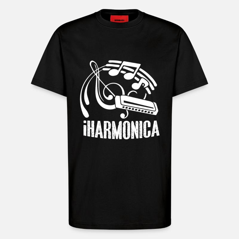 Harmonica Funny Harmonica - T-Shirt - made by SPREAD - SOLID BLACK
