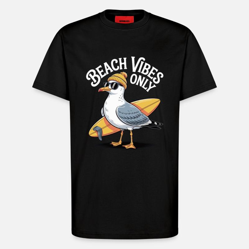 Beach Vibes Seagull - T-Shirt - made by SPREAD - SOLID BLACK