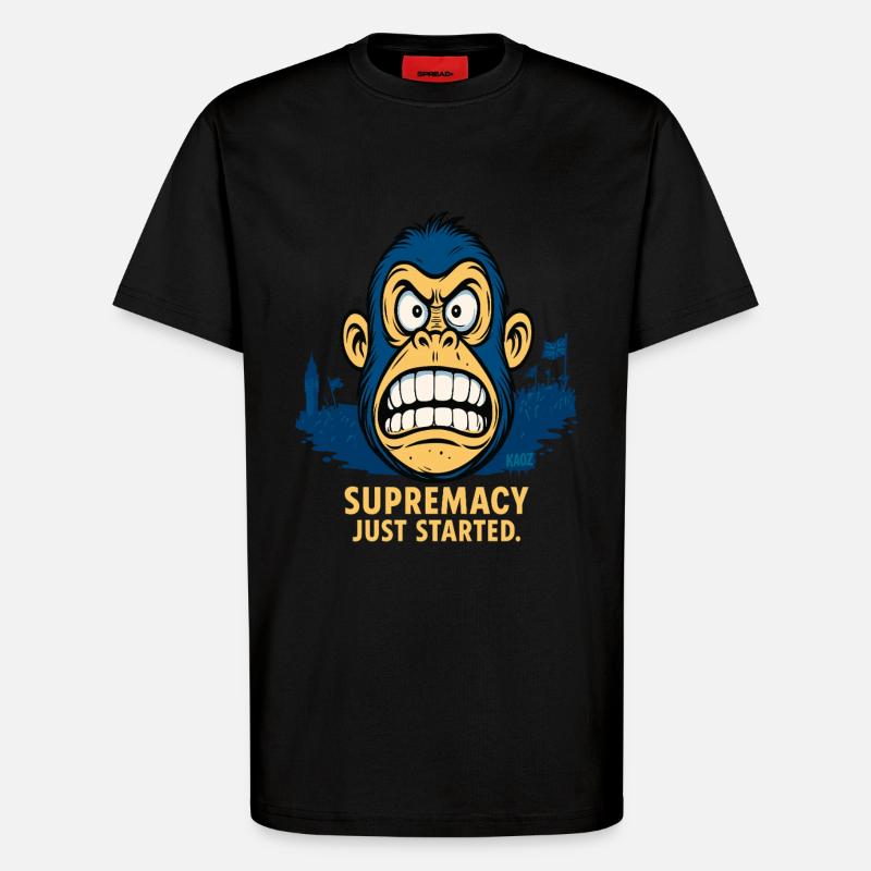 Wütender Affe mit Menschenmenge - T-Shirt - made by SPREAD - SOLID BLACK