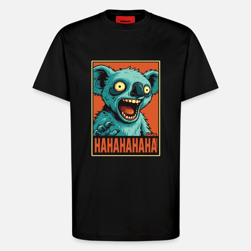 Screaming Laughing Comic Koala - T-Shirt - made by SPREAD - SOLID BLACK