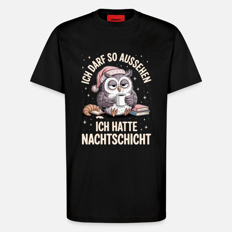 Nachtschicht Nachtdienst Krankenschwester Eule - T-Shirt - made by SPREAD - SOLID BLACK